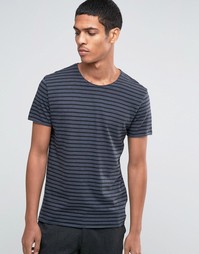 Полосатая футболка с необработанным краем Selected Homme - Синий
