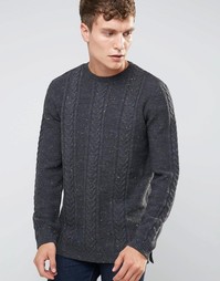 Удлиненный джемпер с узором косичка ASOS - Серый