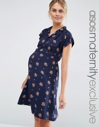 Чайное платье на пуговицах для беременных ASOS Maternity - Мульти