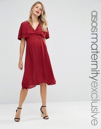 Короткое приталенное платье для беременных ASOS Maternity - Красный