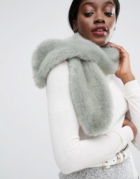 Меховой шарф Pieces - Серый