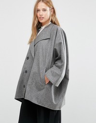 Серое короткое двубортное пальто в стиле oversize Cooper &amp; Stollbrand - Серый
