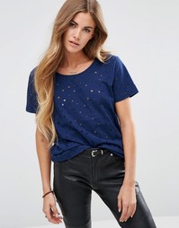 Футболка с выжженным узором Maison Scotch - Синий