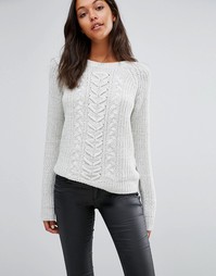 Вязаный джемпер с узором косичка Vero Moda - Белый