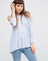 Блузка с кромкой‑оборкой QED London - Синий