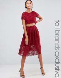 Кружевное короткое приталенное платье для выпускного True Decadence Tall - Красный