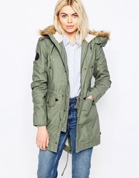 Парка с капюшоном из искусственного меха Alpha Industries Fishtail III - Зеленый