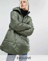 Oversize-куртка через голову с короткой молнией Puffa - Зеленый