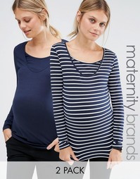 Набор из 2 лонгсливов в полоску для кормящих мам Mamalicious - Мульти Mama.Licious