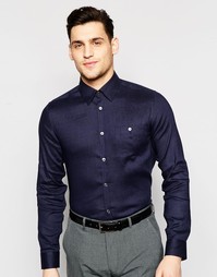 Льняная рубашка узкого кроя Ted Baker - Синий