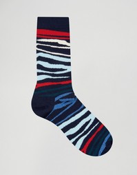 Носки с принтом зебра Happy Socks - Синий
