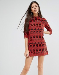 Goldie Sixties Vibe A Line Dress In Lace - Оранжевый