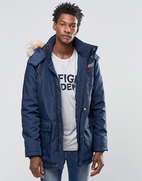 Темно-синяя парка с отделкой искусственным мехом Hilfiger Denim - Темно-синий