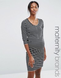 Mamalicious Maternity Nursing Dress In Stripe - Черный Mama.Licious