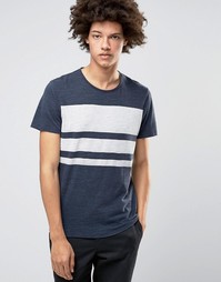 Футболка с круглым вырезом и принтом в полоску Selected Homme Plus - Темно-синий