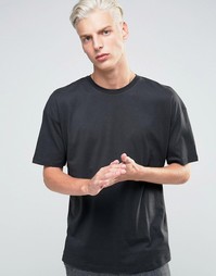 ADPT T-Shirt with Crew Neck in Boxy Fit - Черный