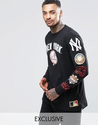 Лонгслив с принтом на рукавах Majestic Yankees эксклюзивно для Asos - Черный