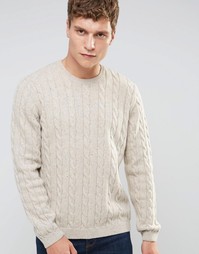Джемпер из смешанной шерсти с узором косичка ASOS - Бежевый