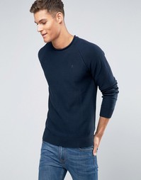 Темно-синий меланжевый вязаный джемпер с логотипом Abercrombie &amp; Fitch - Темно-синий