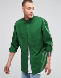 Зеленая рубашка классического кроя с 2 карманами Weekday - Зеленый