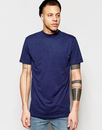 Синяя меланжевая футболка с высоким воротом Weekday Jake - Синий