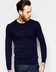 Джемпер из трикотажного жаккарда с однотонным узором в ромбики Ted Baker - Синий