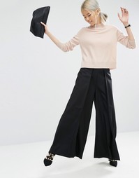 Брюки с широкими штанинами ASOS WHITE - Черный