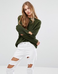 Джемпер с вырезами на локтях Missguided - Зеленый