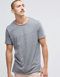 Темно-серая меланжевая футболка с необработанными краями Weekday - Серый