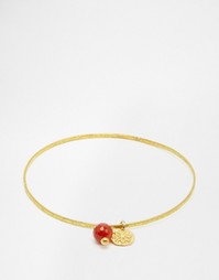 Фактурный латунный браслет с сердоликом Mirabelle - Золотой