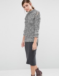 Джемпер с высокой горловиной и спущенными петлями по бокам Fashion Union - Серый