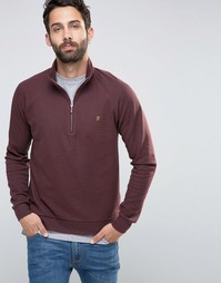 Свитшот классического кроя с молнией 1/4 Farah - Красный