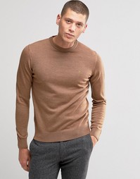 Бежевый джемпер узкого кроя из мериносовой шерсти Farah - Рыжий