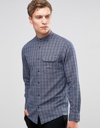 Хлопковая рубашка слим с воротником на пуговицах Jack &amp; Jones Premium - Темно-синий