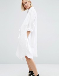 Платье-рубашка с узелком спереди ASOS WHITE - Белый