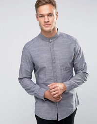 Удлиненная рубашка слим с воротником на пуговице Esprit - Синий