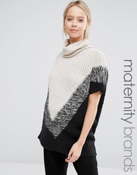 Вязаное пончо с высоким воротом Mamalicious - Мульти Mama.Licious