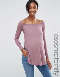 Свободный топ для беременных с открытыми плечами и разрезами ASOS Maternity - Красный