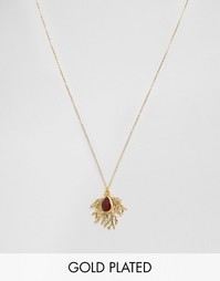 Ожерелье с подвеской‑папоротником и камнем Ottoman Hands - Золотой