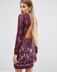 Кружевное облегающее платье мини с открытой спинкой Boohoo - Красный