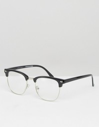 Очки в стиле ретро с прозрачными стеклами ASOS Geeky - Черный