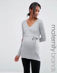 Тонкий вязаный джемпер для беременных Mamalicious Maternity - Серый Mama.Licious