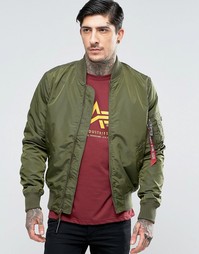 Темно-зеленая куртка-пилот кроя слим Alpha Industries MA-1 - Зеленый