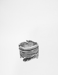 Серебристое кольцо в виде пера Icon Brand - Серебряный