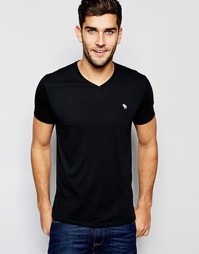 Черная футболка слим с V‑образным вырезом Abercrombie &amp; Fitch - Синий