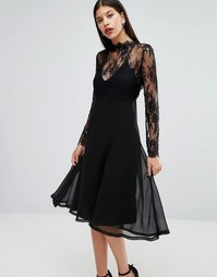 Платье-сорочка 2 в 1 со съемным кружевным топом Boohoo - Черный