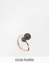 Регулируемое кольцо с покрытием розовым золотом и гематитовым шариком Pilgrim - Золотой