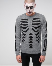 Джемпер со скелетом ASOS Halloween - Серый