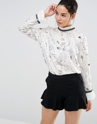 Блузка с принтом Sister Jane Rainbow - Белый