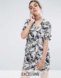 Платье-рубашка с принтом в гавайском стиле Reclaimed Vintage - Черный